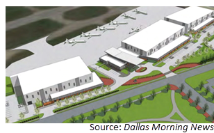 REndering of four-building complex