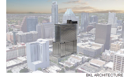 A rendering of 5th & Brazos in Austin.