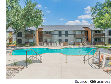 Poolside view of Hillside Creek Apartments at 1730 E. Oltorf St.