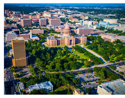 Aerial view of the Texas Capitol