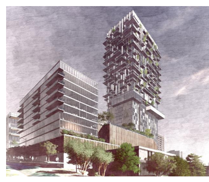 Rendering of the towers in downtown Austin