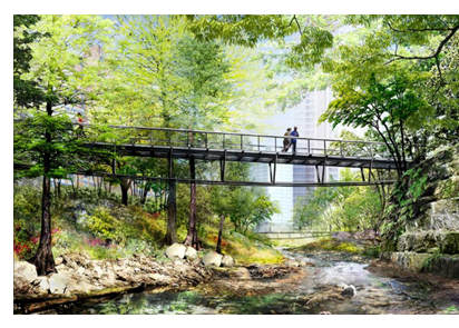 Rendering of a bridge in Waterloo park