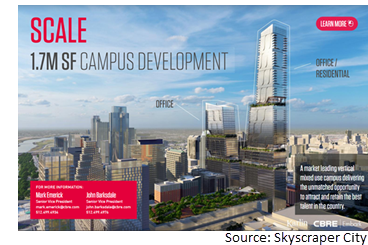 Rendering of 1.7 million sf development from Karlin/CBRE marketing brochure