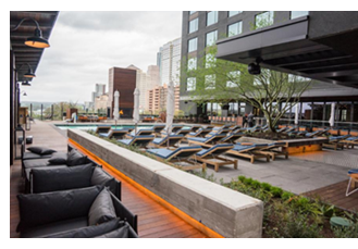 Lounge chairs on hotel deck