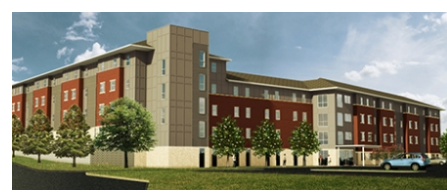 Rendering of student housing at Blinn's Brenham campus