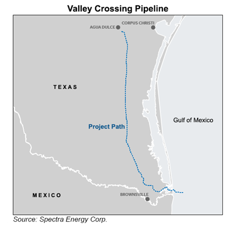 Proposed route of the Valley Crossing Pipeline