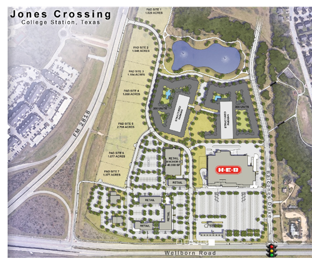 Site plan for the Jones Crossing shopping center in College Station