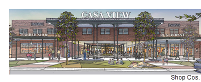 A rendering of the upgraded exterior to Casa View in northeast Dallas.