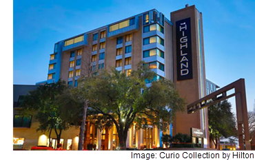 The Highland Dallas Curio hotel near the SMU campus in Dallas.