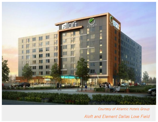 Aloft and Element Hotel Dallas Love Field with hotel story