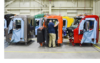 Inside the Peterbilt factory in Denton.