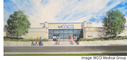 An architectural drawing showing MCCI's Eastside location at 10435 Vista Del Sol.