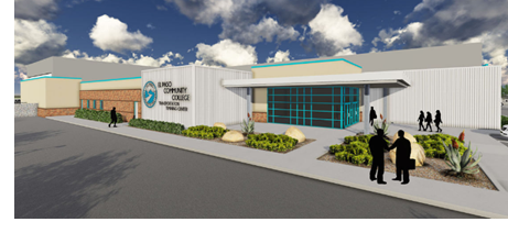 A rendering of the workforce training building at the Valle Verde campus