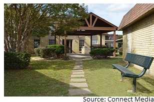 Front-view of a building within the Apartments at Fountains Corner community