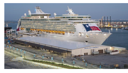 Cruise ship docked at Galveston port