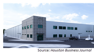 Rendering of 64,000-sf manufacturing facility. 