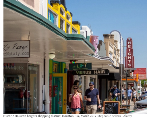 Historic Houston Heights shopping district, Houston, TX, March 2017 Stephanie Sellers—Alamy