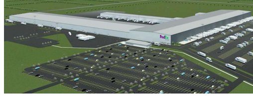 aerial view of what new FedEx distribution center will look like
