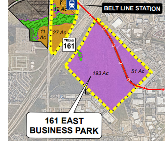 The location of the industrial park being developed by Perot Development Co. in Irving.