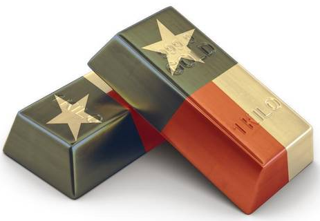 Gold bars with Texas flag overlay