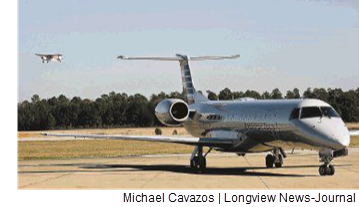 An airplane at East Texas Regional airport