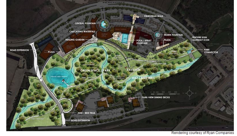 Site map of Verde Center at Peachtree in Mesquite, Texas. 