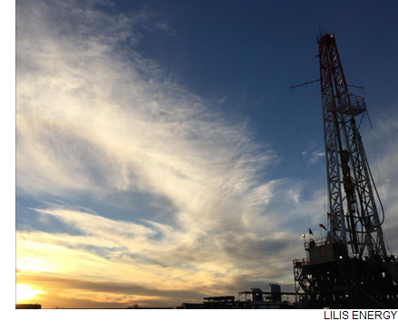 An oil rig from Lilis Energy's land holdings in the Permian Basin.