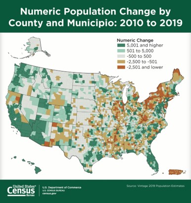 Numeric Population Change by County and Municipio 