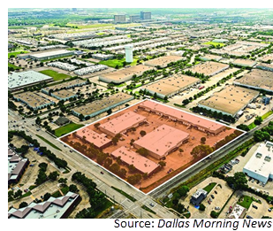 Birds-eye view of the Jupiter Business Park highlighted in red