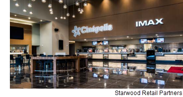 An image of a Cinepolis inside a mall, from Starwood Retail Partners.