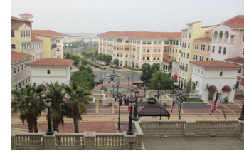 An image of the Eilan development, looking down one of the main avenues through it.