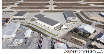 Site plan of airport hanger hub.