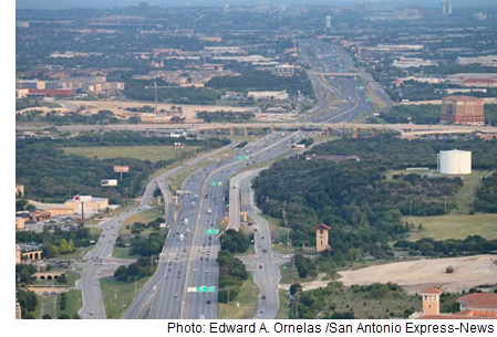 An aerial view of the area to be developed into the University Village community.