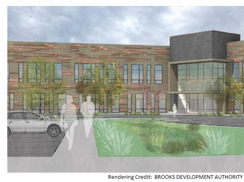 A rendering of The Waters Building at Brooks.