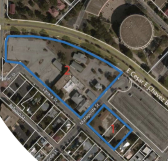 This map encompasses the properties of 141 Lavaca St., 211 Lavaca St., 215 Lavaca St., and 620 Matagorda St.