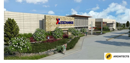 A rendering of the new exchange on Fort Sam Houston, by gff Architects.