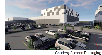 Rendering of the warehouse and manufacturing space.