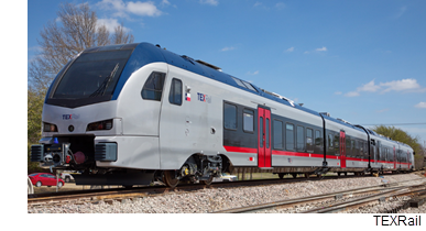 A TEXRail Train, on the tracks.