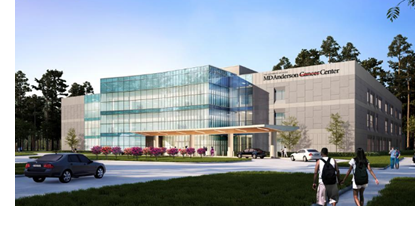 The University of Texas M.D. Anderson Cancer Center topped out its new facility in The Woodlands late February 2018. 