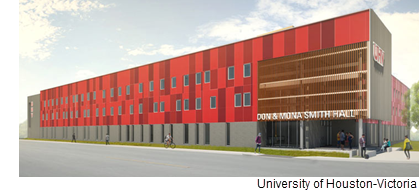 A rendering of the Don & Mona Smith Hall at the University of Houston-Victoria.