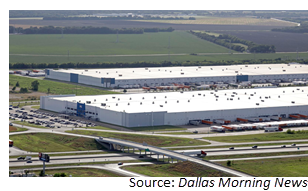 The Procter & Gamble distribution center, front, and the Whirlpool shipping hub, behind
