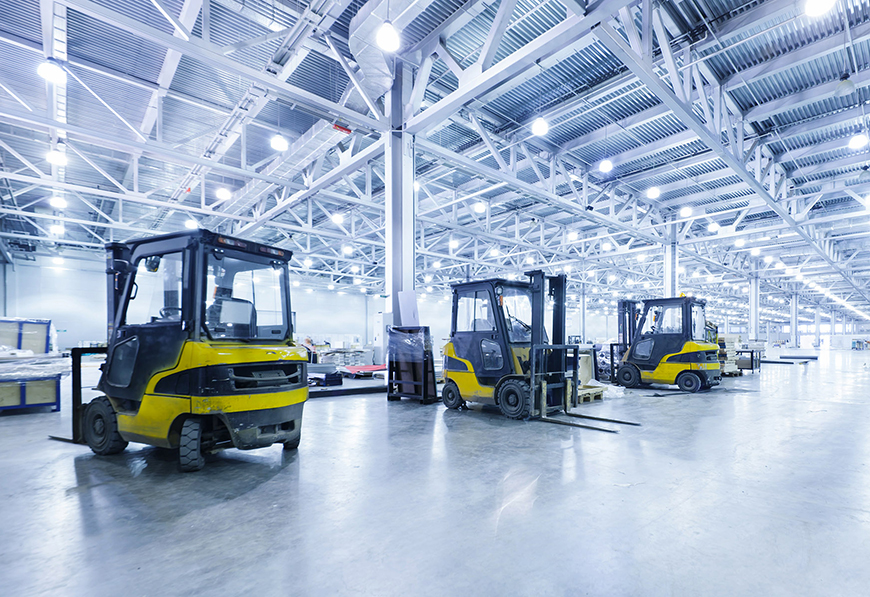 Forklift in a warehouse